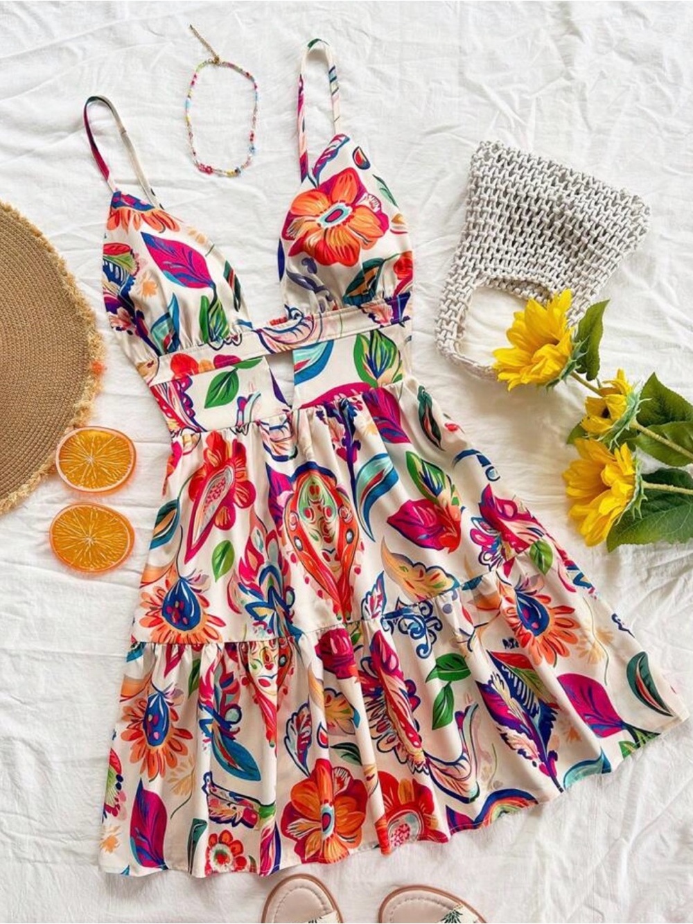 Floral Tiered Sundress in Multicolor